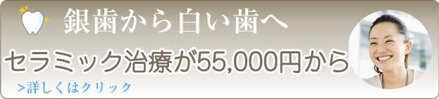 銀歯から白い歯へ セラミック治療が55000円から